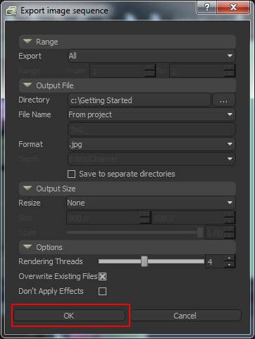 STILL Tutorial - Exporting the image sequence